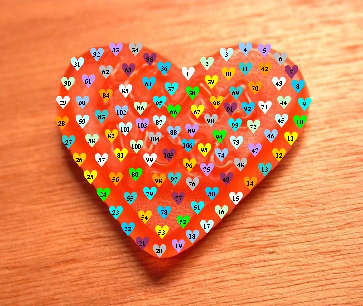 Coraz&oacute;n n&uacute;mero 4. Haz click en cualquier coraz&oacute;n numerado para ver el mensaje que contiene